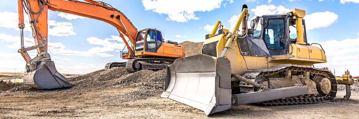 bulldozer and excavator